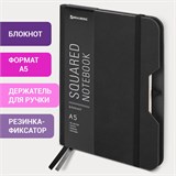 Блокнот А5 (162х218 мм), BRAUBERG "NOTE", под кожу софт-тач, с резинкой, 80 л., клетка, черный, 113437 113437