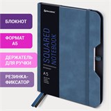 Блокнот А5 (162х218 мм), BRAUBERG "NOTE", под кожу софт-тач, с резинкой, 80 л., клетка, синий, 113438 113438