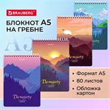 Блокнот А5 (146х206 мм), 80 л., гребень, картон, клетка, BRAUBERG, Majesty, 114373 114373