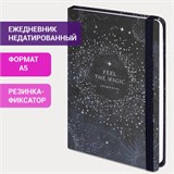 Ежедневник недатированный с резинкой А5 (145х203 мм), BRAUBERG, твердый, фольга, 128 л., "Stars", 114566 114566