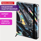 Ежедневник недатированный с резинкой А5 145х203мм, BRAUBERG, твердый, 128л, Waves, 116283 116283