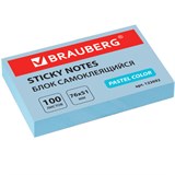 Блок самоклеящийся (стикеры) BRAUBERG, ПАСТЕЛЬНЫЙ, 76х51 мм, 100 листов, голубой, 122692 122692