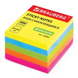 Блок самоклеящ. 51*51 мм BRAUBERG НЕОН  400л., 5 цветов 122857