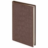 Телефонная книжка МАЛЫЙ ФОРМАТ (80х130 мм) А7, BRAUBERG "Cayman", под крокодиловую кожу, 56 л., вырубной алфавит, коричневая, 125135 125135