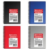 Блокнот МАЛЫЙ ФОРМАТ А6 105х145 мм, 60 л., гребень, пластик+картон, клетка, BRAUBERG, Офис, 125398 125398