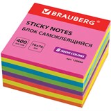 Блок самоклеящийся (стикеры), BRAUBERG, НЕОНОВЫЙ, 76х76 мм, 400 листов, 8 цветов, 126686 126686