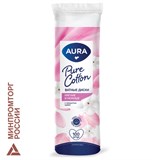 Ватные диски КОМПЛЕКТ 100 шт., AURA, двусторонние, 20711 127481