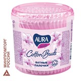 Ватные палочки КОМПЛЕКТ 200 шт., AURA, пластиковый стакан, 20803, 13144 127814