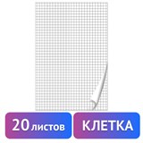 Блокнот для флипчарта ПЛОТНЫЙ 80 г/м2, BRAUBERG, 67,5х98 см, 20 листов, белый (КЛЕТКА), 128645 128645