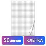 Блокнот для флипчарта ПЛОТНЫЙ 80 г/м2, BRAUBERG, 67,5х98 см, 50 листов, белый (КЛЕТКА), 128647 128647