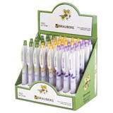 Ручка шариковая автоматическая с грипом BRAUBERG Herb Time, СИНЯЯ, корпус ассорти, узел 0,7 мм, линия письма 0,35 мм, 141286 141286