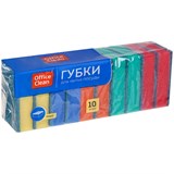 Губки для мытья посуды OfficeClean "Maxi", поролон с абразивным слоем, 9*6,5*2,7см, 10шт. 248561