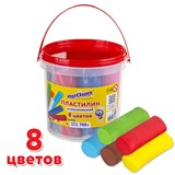 Пластилин в ведерке ЮНЛАНДИЯ, 8 цветов, 700 г, ВЫСШЕЕ КАЧЕСТВО, 105862 105862