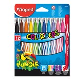 Фломастеры MAPED (Франция) "Color'Peps Jungle", 12 цветов, смываемые, вентилируемый колпачок, 845420 150760 Фломастеры MAPED (Франция) "Color'Peps Jungle", 12 цветов, смываемые, вентилируемый колпачок, 845420 150760