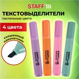 Набор текстовыделителей 4 ПАСТЕЛЬНЫХ ЦВЕТА, АССОРТИ, STAFF College "STICK PASTEL", линия письма 1-4 мм, скошенный наконечник, 152531 152531