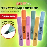 Набор текстовыделителей 6 ПАСТЕЛЬНЫХ ЦВЕТОВ, АССОРТИ, STAFF College "STICK PASTEL", линия письма 1-4 мм, скошенный наконечник, 152532 152532