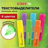 Набор текстовыделителей 6 НЕОНОВЫХ ЦВЕТОВ, STAFF "EVERYDAY HL-707", линия 1-5 мм, скошенный наконечник, 152550 152550