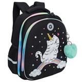 Ранец GRIZZLY анатомическая спинка, c брелоком, для девочек, RAINBOW CAT, 36х28х20 см, RAz-486-2/1 272786