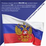 Флаг России 90х135 см с гербом, ПОВЫШЕННАЯ прочность и влагозащита, флажная сетка, STAFF, 550228 550228