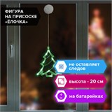 Световая фигура на присоске ЗОЛОТАЯ СКАЗКА "Ёлочка", 10 LED, на батарейках, зеленая, 591275 591275