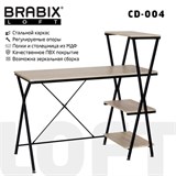 Стол на металлокаркасе BRABIX "LOFT CD-004", 1200х535х1110 мм, 3 полки, цвет дуб натуральный, 641220 641220 Стол на металлокаркасе BRABIX "LOFT CD-004", 1200х535х1110 мм, 3 полки, цвет дуб натуральный, 641220 641220