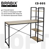 Стол на металлокаркасе BRABIX "LOFT CD-005",1200х520х1200 мм, 3 полки, цвет дуб натуральный, 641223 641223