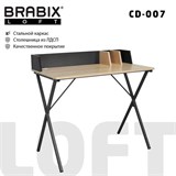 Стол на металлокаркасе BRABIX "LOFT CD-007", 800х500х840 мм, органайзер, комбинированный, 641227 641227
