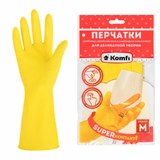 Перчатки МНОГОРАЗОВЫЕ латексные "Для деликатной уборки", размер M (средний), вес 26 г, KOMFI, DGL017L 700895