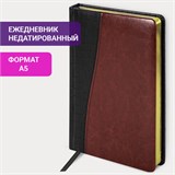 Ежедневник недатированный А5 138х213 мм BRAUBERG "Cayman" под кожу, 160 л., черный/темно-коричневый, 123399 123399