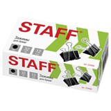 Зажимы для бумаг STAFF EVERYDAY, КОМПЛЕКТ 12 шт., 32 мм, на 140 листов, черные, картонная коробка, 224608 224608