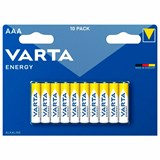 Батарейки алкалиновые "мизинчиковые" КОМПЛЕКТ 10 шт., VARTA ENERGY, ААА (LR03,15А), блистер 457401