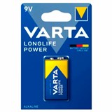 Батарейка алкалиновая 1 шт., VARTA LONGLIFE POWER, Крона 9V (6LR61, 6LF22, 1604A) 457413