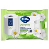 Бумага туалетная влажная смываемая 42 шт., AURA 117671