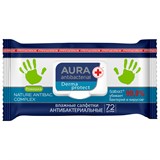 Салфетки влажные 72 шт., AURA антибактериальные, с пластиковым клапаном 117685