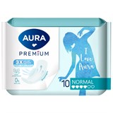 Прокладки женские гигиенические 10 шт., AURA Premium NORMAL 701702