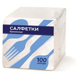 Салфетки бумажные 100 шт., 24х24 см, РОМАШКА, белые 117710