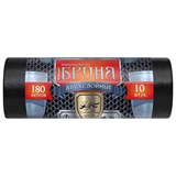 Мешки для мусора 180 л, ПРОЧНЫЕ черные, в рулоне 10 шт., ПВД 60 мкм, 2-х слойные, 90x110 см, "БРОНЯ", ВР-0011Н 701984