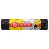 Мешки для мусора с завязками 180 л, черные в рулоне 10 шт., ПВД 30 мкм, 90х110 см, РОМАШКА, ЗВС-180/10/12/Ч 701999