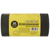 Мешки для мусора 60 л черные, в рулоне 50 шт., ПНД 10 мкм, 58x68 см, РОМАШКА ПРОФИ ПФ-60/50/12 702009
