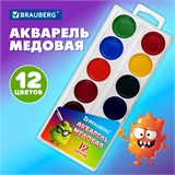 Краски акварельные BRAUBERG "МОНСТРИКИ", медовые, 12 цветов, круглые кюветы, 192641 192641