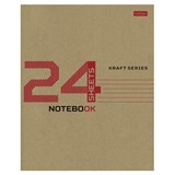 Тетрадь 24 л., HATBER клетка, обложка картон КРАФТ, 077661, 24Т5В1_28075 107440