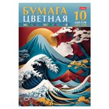 Цветная бумага А4 МЕТАЛЛИЗИРОВАННАЯ, 10 листов, 10 цветов, в папке, HATBER, 200х290 мм, 