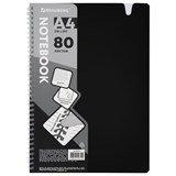 {{photo.Alt || photo.Description || 'Тетрадь обложка пластик, А4 80 л., гребень мягкий, вырубка для ручки, клетка, BRAUBERG, черный, 405371'}}