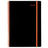 {{photo.Alt || photo.Description || 'Тетрадь обложка пластик, А4 80 л., спираль пластик, резинка, клетка, BRAUBERG, черный/оранжевый, 405382'}}