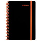 {{photo.Alt || photo.Description || 'Тетрадь обложка пластик, А5 80 л., спираль пластик, резинка, клетка, BRAUBERG, черный/оранжевый, 405386'}}