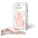 Перчатки виниловые смотровые 50 пар (100 штук), размер 6-7, S (малый), прозрачные SAF&TY 631605