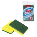 {{photo.Alt || photo.Description || 'Губки для посуды 95x65х20 мм, ЦЕЛЛЮЛОЗНЫЕ + АБРАЗИВ, КОМПЛЕКТ 2 штуки, желтые/зеленый абразив, LAIMA, 700256'}}