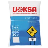Реагент противогололёдный 20 кг UOKSA Кристалл, до -15°C, природная соль, мешок 607415