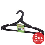 {{photo.Alt || photo.Description || 'Вешалки-плечики, размер 46-48, КОМПЛЕКТ 3 шт., пластиковые, плоские, перекладина, крючки, черные, ЛЮБАША, 605547'}}