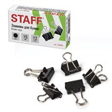 {{photo.Alt || photo.Description || 'Зaжимы для бумаг STAFF EVERYDAY, КОМПЛЕКТ 12 шт., 15 мм, на 45 листов, черные, картонная коробка, 229049'}}